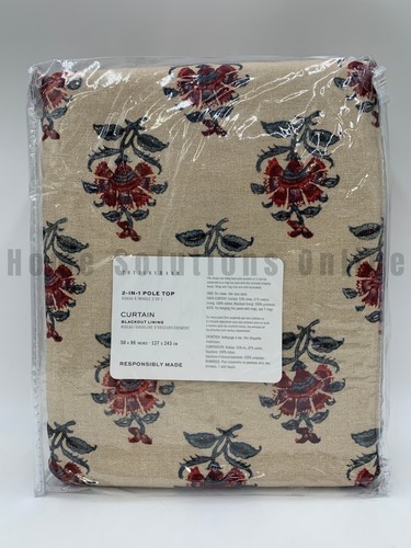 Pottery Barn Arnica Bhotah Floral Blackout Curtain Multi 50" x 96" #N183J