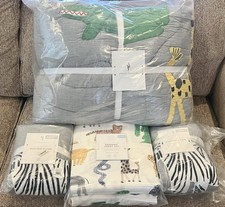 NEW Pottery Barn Kids Silly Safari Queen Quilt, Shams, Sheet Set, Jungle Animals