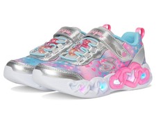 Skechers Girls Infinite Heart Lights 3 Little Kid Silver/Multi