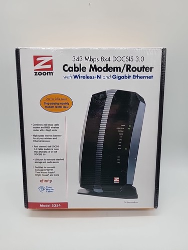ZOOM 343 Mbps 8x4 DOCSIS 3.0 Cable Modem ROUTER With Wirreless-N and Gigabit - Picture 1 of 6