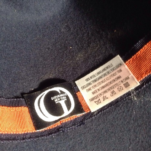 Vintage Giovannio New York Fischerhut asymmetrisch marineblau Wolle orange Bandborte 100 % - Bild 8 von 14