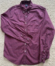 Men’s J Crew Red Blue Check Classic Button Down Shirt Size L