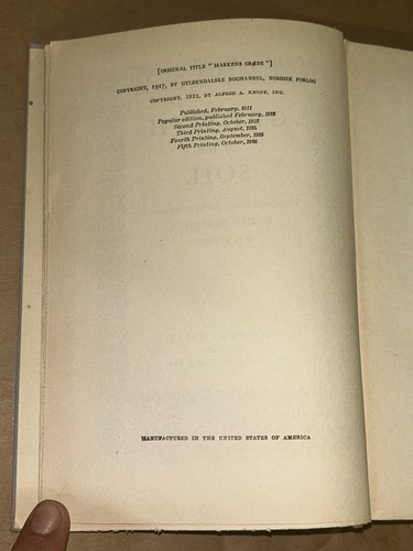 Growth Of The Soil Knut Hamsun Grosset HB Fifth Printing 1926 Book 1 & 2  - Foto 5 di 5