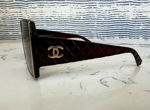 Chanel Woman Square Brown Sunglasses Gold CC Logo Free SHIPPING!!! - Picture 2 of 7