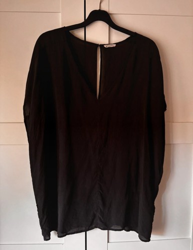 American Vintage silk blouse top M L VGC lightweight unlined classic boxy black - Picture 2 of 6