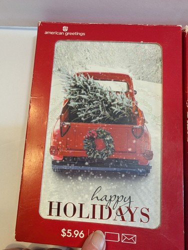 American Greetings Holiday Greetings Cards 16ct Red Farm Truck 18 Horse 18... - Picture 8 of 8