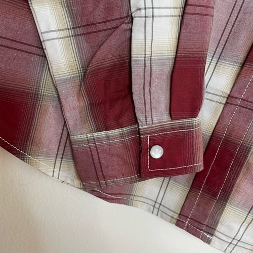 Roper Plaid Button Up XL Girls Red White Pearl Snap Rodeo Western Collared - Picture 2 of 5