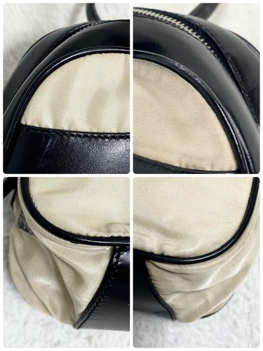 Borsa Prada Bowling Borsa a Mano Mini Boston Nylon Pelle Logo Triangolare - Foto 9 di 14