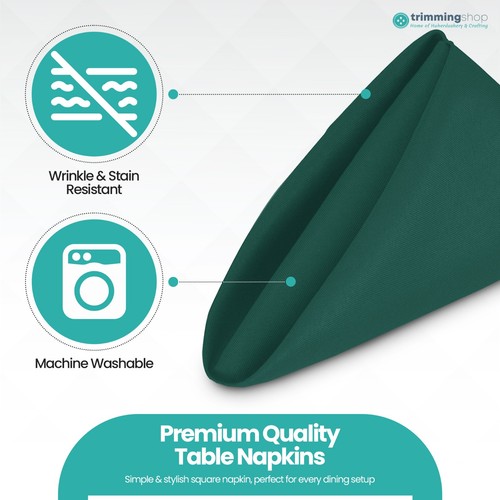Plain Napkins Polyester Cotton Wedding Tableware Cloth Linen Dinner Party Fabric - Picture 88 of 250