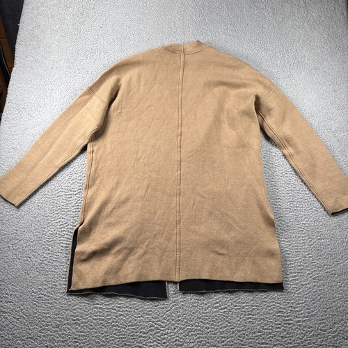 J Jill Sweater Womens Medium Reversible Tan Black Knit Open Cardigan Pockets NWT - Picture 9 of 11