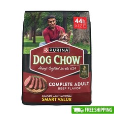 Complete Dry Dog Food Kibble Adult Dogs Beef Flavor 44lb Nutritious Meal New 0.73 per pound