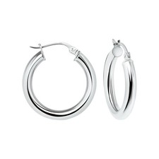 925 Sterling Silver Small 18MM Hoop Earrings Men Women Children 3MM Thick