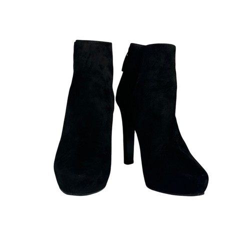 PRADA Suede Ankle Booties Black IT 40 US 10 Platform Almond Toe Stiletto Boots - Picture 2 of 13