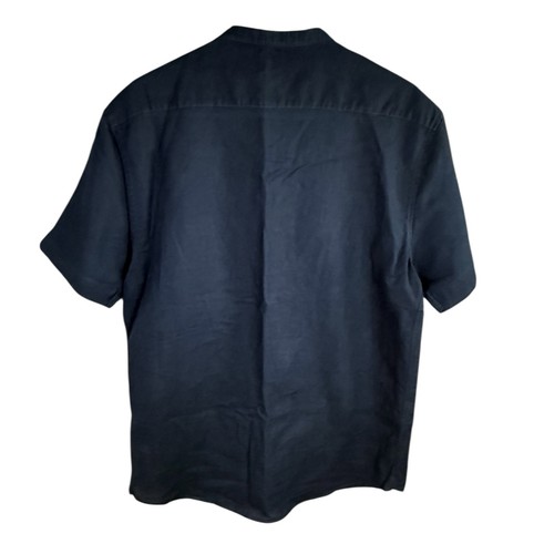 M&S Mens Navy Linen Mix Shirt Size Medium Short Sleeved (38-40" chest) - Picture 2 of 4