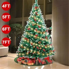 5/6/7FT Realistic Artificial Holiday Christmas Tree With Pinecones&Berry&Lights