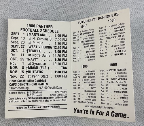 Programma calcio CFB Pitt Panthers 1986-90 - Foto 2 di 2