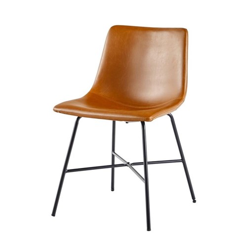 Silla de comedor Walker Edison 19" de metal y cuero sintético en marrón whisky (juego de 2) - Imagen 9 de 13