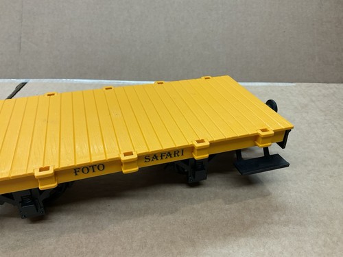 LGB G GAUGE FREIGHT CAR WAGON FLAT OPEN CAR FOTO SAFARI YELLOW NICE ! - Foto 7 di 8