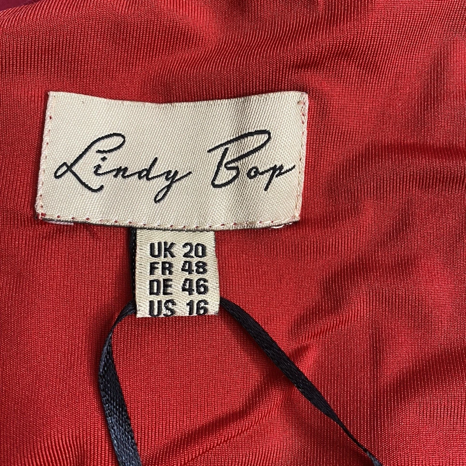 Lindy Bop Dress Women 20 Lana Red Black Polka Dot Fit & Flare Midi Pockets Retro - image 2 of 4