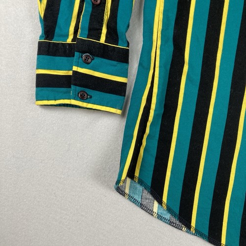 Panhandle Slim Western Shirt Men Large 16.5 Green Black Stripe Button Down USA - Bild 6 von 10