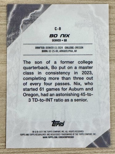2024 Topps Resurgence - Conductors Bo Nix #C-8 - Broncos - Picture 2 of 3