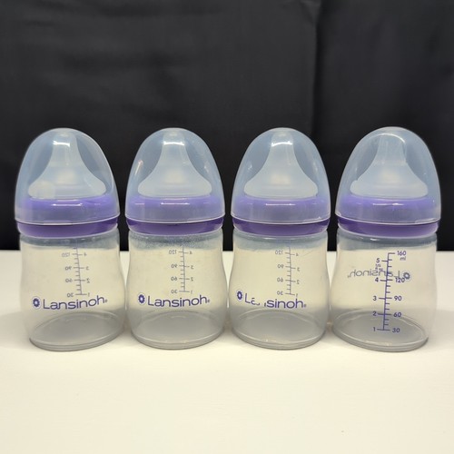 Lansinoh Breastmilk Feeding 5 Oz Bottle With NaturalWave Nipple Lot Of 4 - 第 1/4 張圖片
