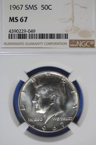 1967 SMS NGC 50C MS67 KENNEDY HALF DOLLAR #B50348
