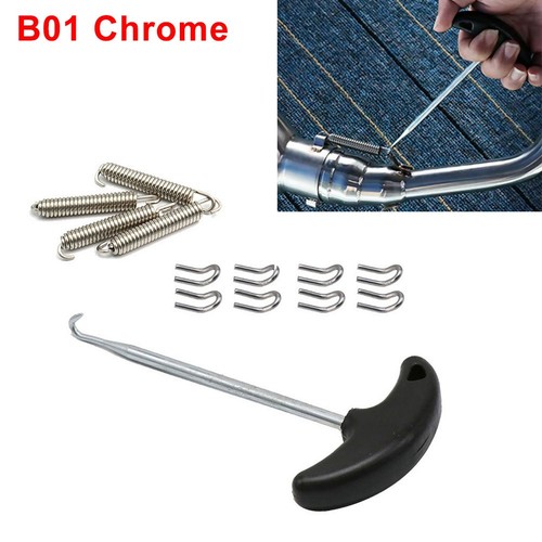 Exhaust Pipe Muffler Mounting Springs Hooks Set Link Stainless Steel Chrome po - Picture 1 of 5