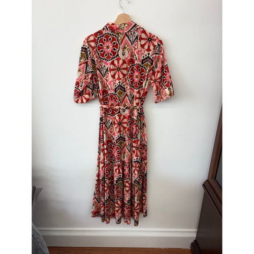 Zara Midikleid mit Ikat-Print und Knopfleiste und Gürtel, 100% Baumwolle, Größe XS - Bild 6 von 11