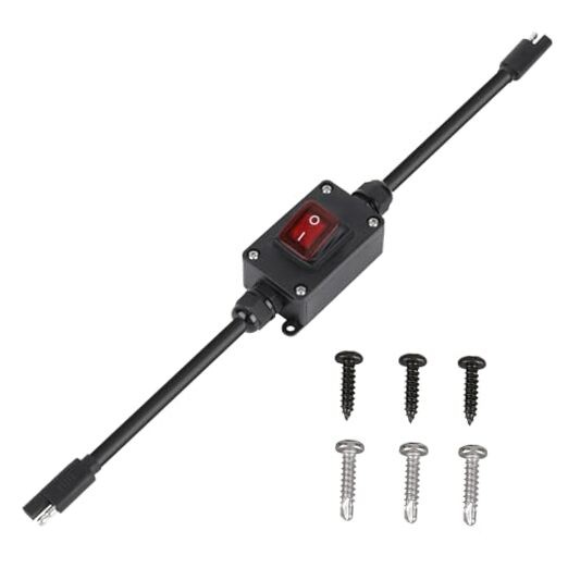 Inline 12V Power Switch,  IP65 Waterproof SAE Connector with LED Back 20A 12AWG. Available Now for $24.23