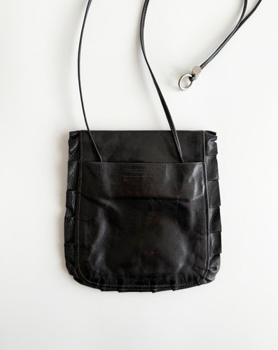 miu miu 1990s Archive Leather Frill Pochette Crossbody Bag Black Italy Vintage - Bild 5 von 6