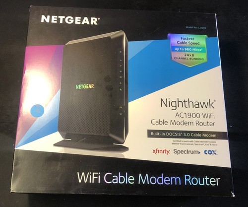 NETGEAR Nighthawk AC1900 WIFI 3.0 Cable Modem Router C7000-100NAS - Picture 1 of 7