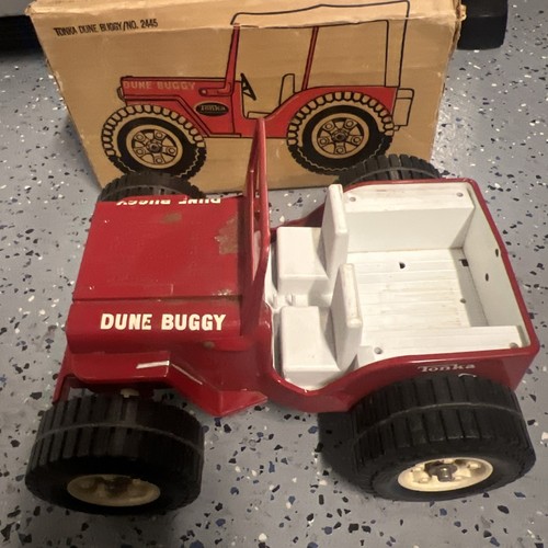 Vintage 1970’s Tonka Pressed Steel Red Dune Buggy Jeep 2445 With Box No Lid - Picture 2 of 12