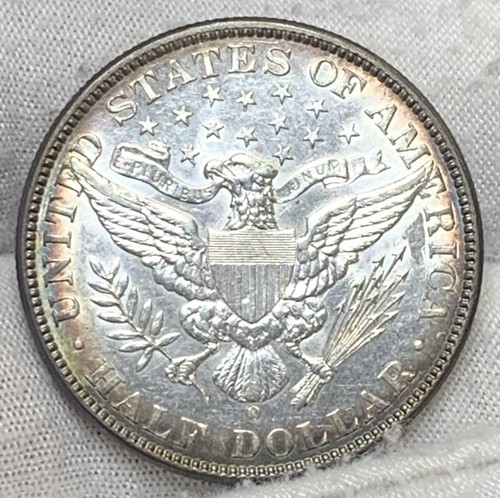 1908-O 50c Barber Half Dollar ** XAKHE3508 ** Beautiful Color! - Picture 6 of 7