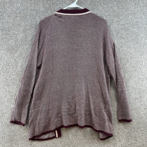 Banana Republic Women's Sweater Size Medium Red White Open Front Pockets - Picture 4 of 10