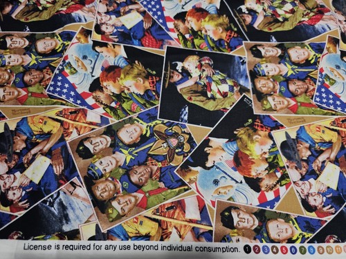 *2 Yds 16 Inches* Boy Scout Fabric Norman Rockwell Vignettes Quilting Treasures - Picture 2 of 3