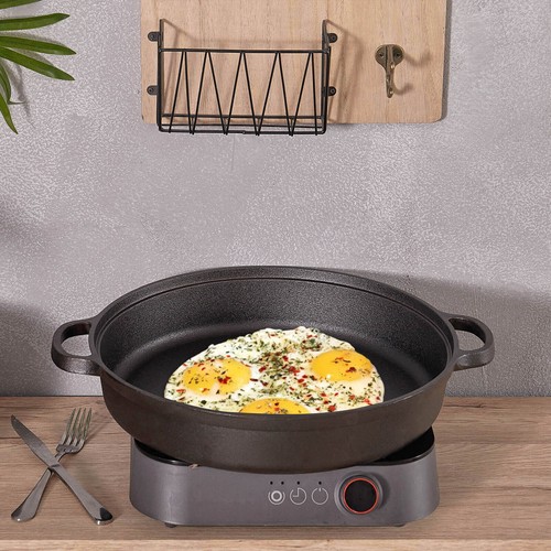 Cast Iron Pan Pots Non Stick Skillet Cooking Casserole Dish Pot w/ Lids & Handle - Picture 15 of 101