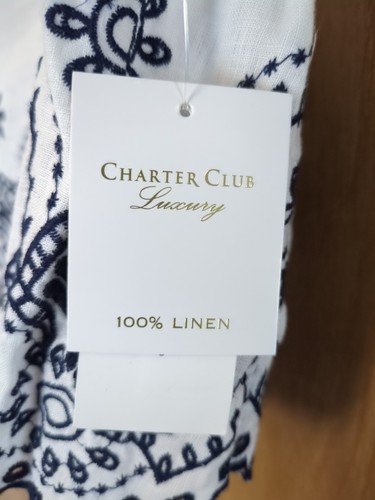 Camicia Charter Club donna taglia XL bordo tagliato lino bianco brillante nuova con etichette - Foto 6 di 10