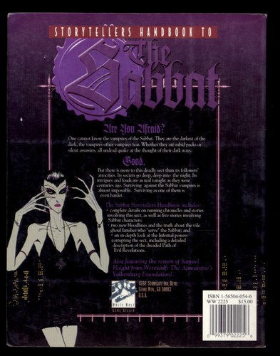 A STORYTELLER HANDBOOK to THE SABBAT * by Steven Brown * 1993 SC White Wolf - Picture 2 of 7