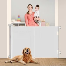 Upgrade 59" Retractable Baby Gates with Reinforced Strip Design 42" Tall Pet And