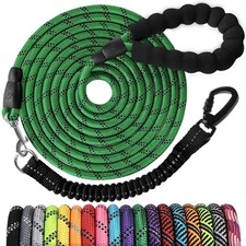 15 FT Long Dog Leash Heavy Duty Rope with Swivel Lockable Hook Bungee Handle