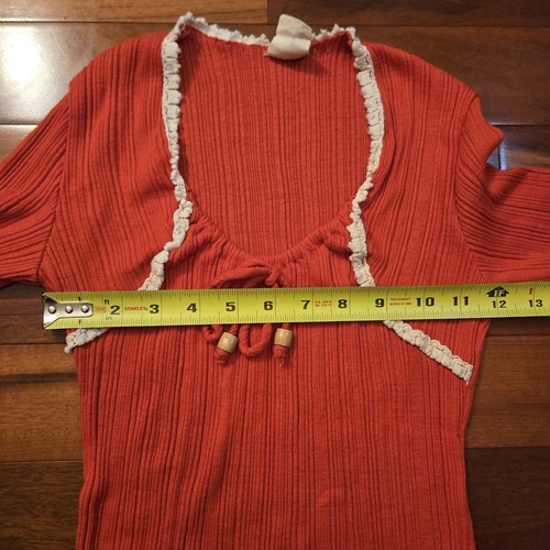 True Vintage, MISS KALICO Brand, Red, Lace Neckline, Short Sleeve Shirt, Women - Picture 3 of 5
