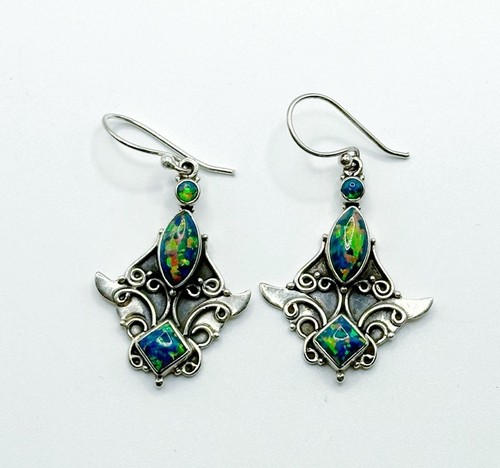 Ohrringe Blauer Feueropal Sterlingsilber - Bild 2 von 4