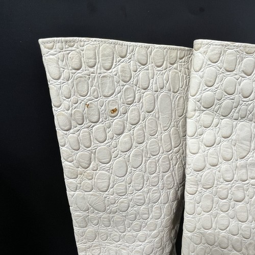 Botas altas vintage de tacón alto de cuero genuino blanco roto Siamanto años 70 80 talla 5 - Imagen 6 de 14