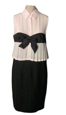 Chanel runway Top Silk Wool Bottom Dress With Silk Bow Size 42/UK14