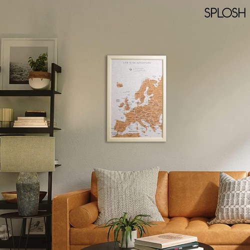 Travel Map  Map Pin Board in White,Wooden Frame.Travel Map Corkboard - Picture 4 of 9