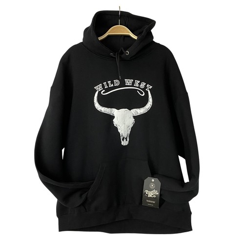 Sudadera con Capucha Pacific & Co Wild West Para Hombres XL Negra Bull Skull Gráfico Nueva con Etiquetas - Imagen 1 de 12