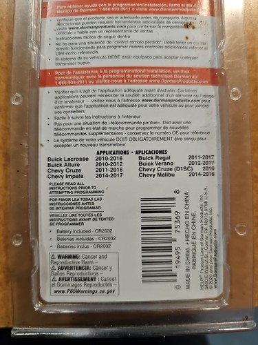 Dorman Keyless Entry Remote Item 99121 - Picture 4 of 4