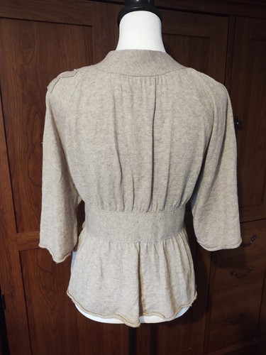 Anthropologie Knitted & Knotted Sweater Sz S Beige Angora Hair/Wool Blend Unique - Picture 2 of 9