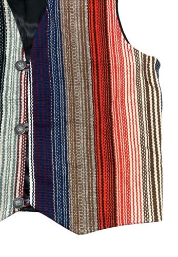 Centinela Traditional Arts Mens Striped Vest Chimayo Wool Metal Buttons Size 36 - Picture 5 of 13
